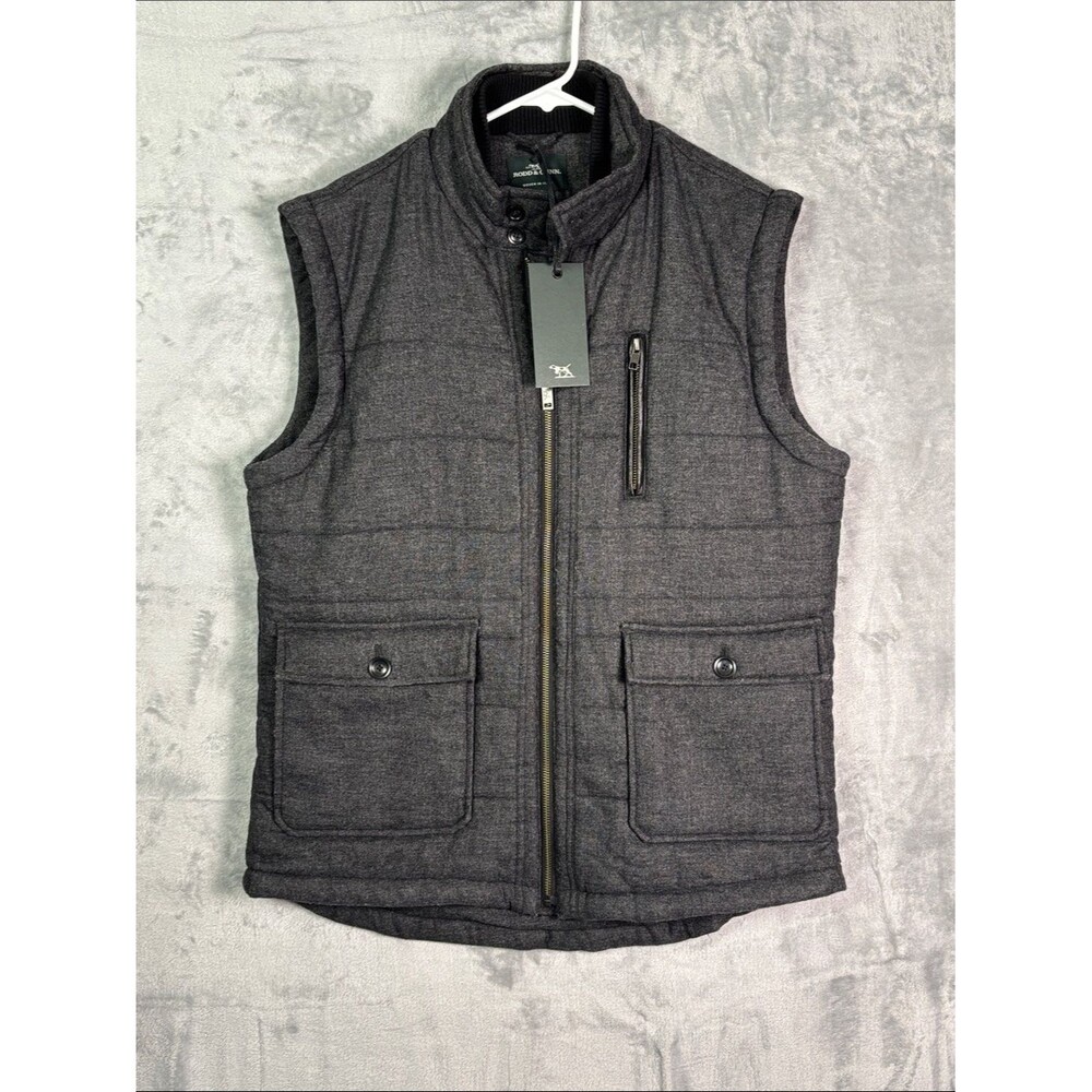 NWT New Rodd & Gunn Gray Mens Johnsonville Full Zip Wool Blend Vest Size Large